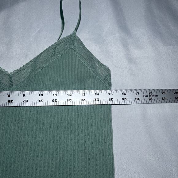 Victoria's Secret Y2K Babydoll Cami Top Womens M Green Lace Coquette Mesh - Picture 6 of 8